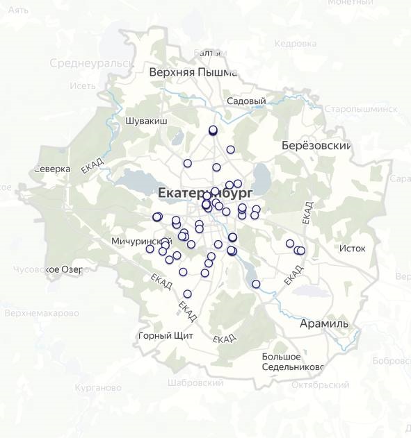 Зона покрытия Яндекс Драйв Екатеринбург